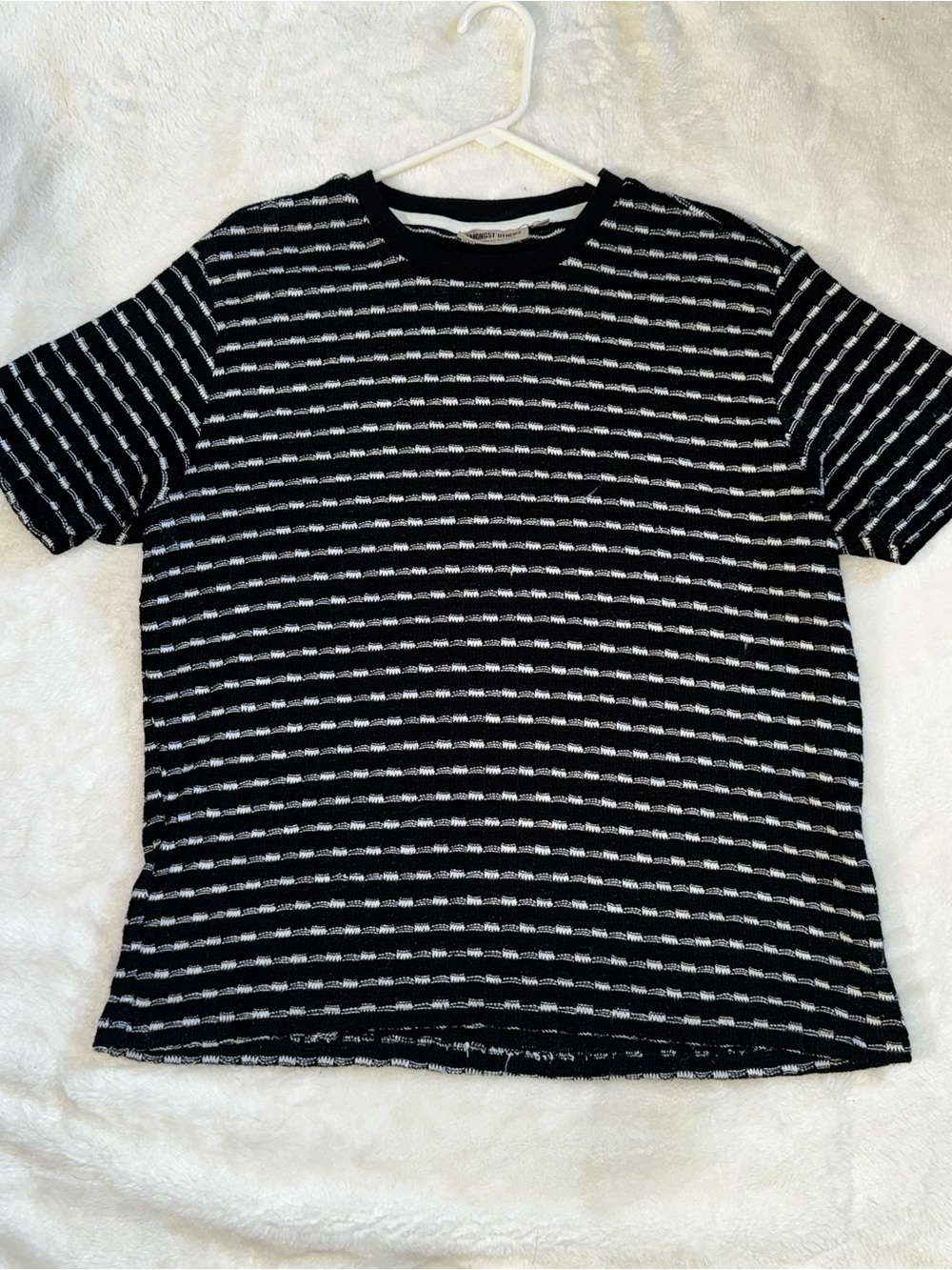 Black & White Striped Short-Sleeve Dress Shirt